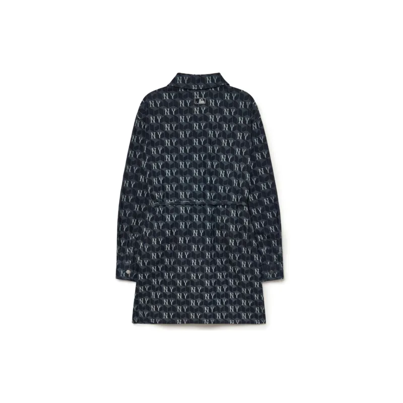 MLB Old Flower Long Sleeved Dresses Women's Marine Blue-1