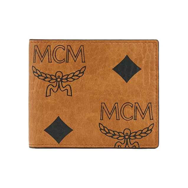 MCM Aren Visetos Leather Wallet Trumpets Unisex Cognac-0