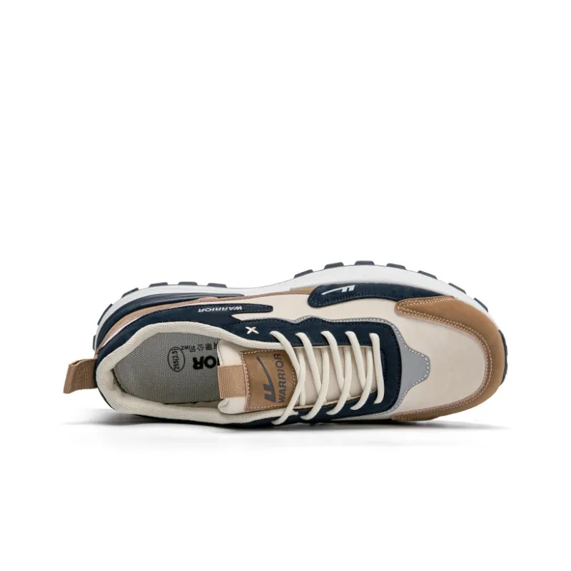 Warrior Shock Absorbers With Slip Resistant And Abrasion Resistant Properties Low Top Chunky Sneakers Men's Beige Brown-3