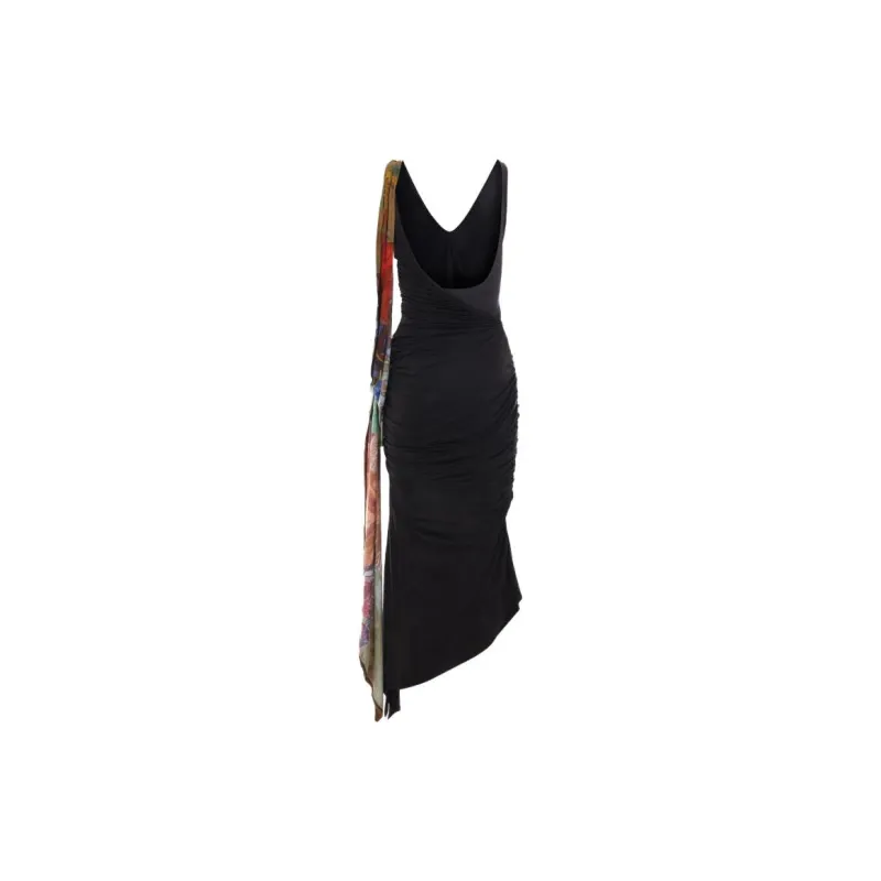 Marine Serre Asymmetric Draped Scarf Detailed Dress-1