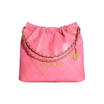 CHANEL 22Bag Smooth Finish Calfskin Tote Bag Shopping Bag Handbag Shoulder Bag Crossbody Bag Medium Size Women's Pink