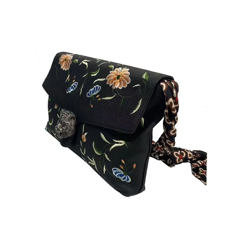 GUCCI Dionysus Leather Flap Messenger Bag Shoulder Bag Crossbody Bag Large Size Women's Black-1