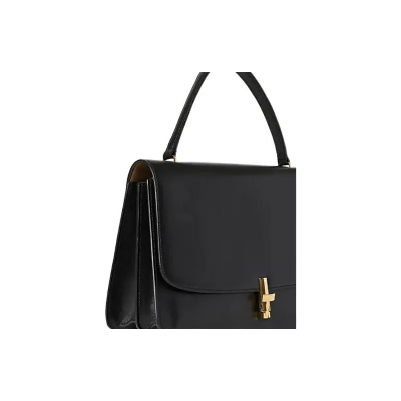 THE ROW Calfskin Messenger Bag Handbag Small Size Women's Black-4