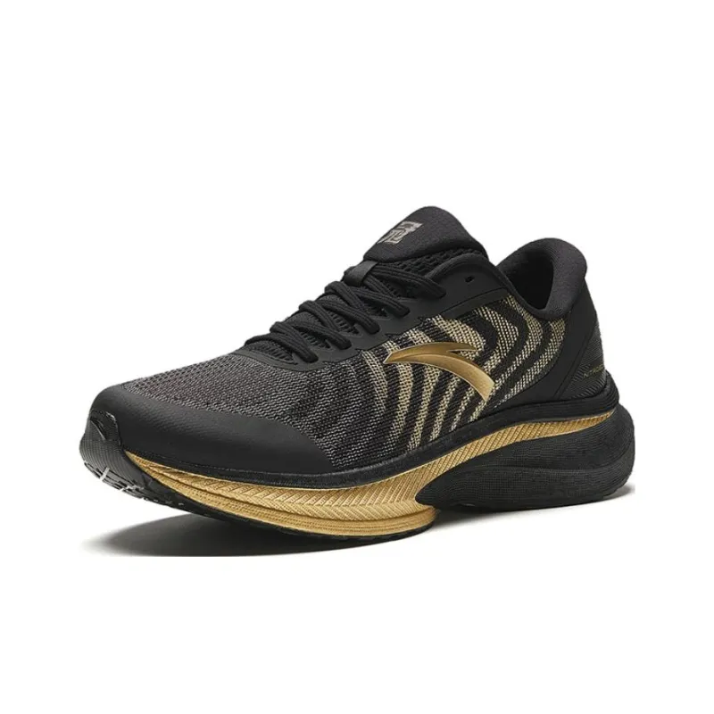 Anta Cushioning Wear-Resistant Low-Top Running Shoes Men's Black Gold-1