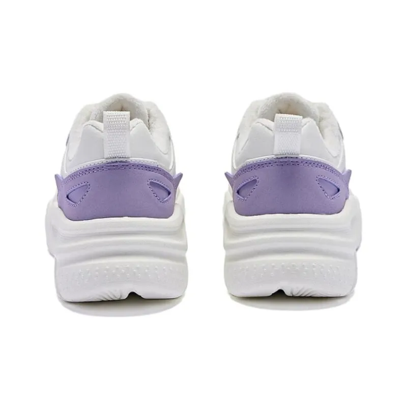 QIAODAN Wear Resistant Slip Resistant Low Top Chunky Sneakers Women's Birch White-4