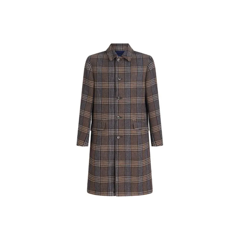 ETRO Single Breasted Plaid Check Coat-0