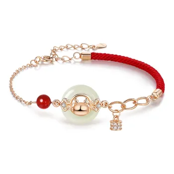STYLEJING Hetian Jade S925 Silver Hetian Jade Bracelets Women's Pale Greenish White Jade