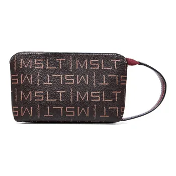 MashaLanti PVC For Microfiber Cell Phone Pouch Wallet Clutch Makeup Bag Mini Women's Coffee/Coffee & Apricot
