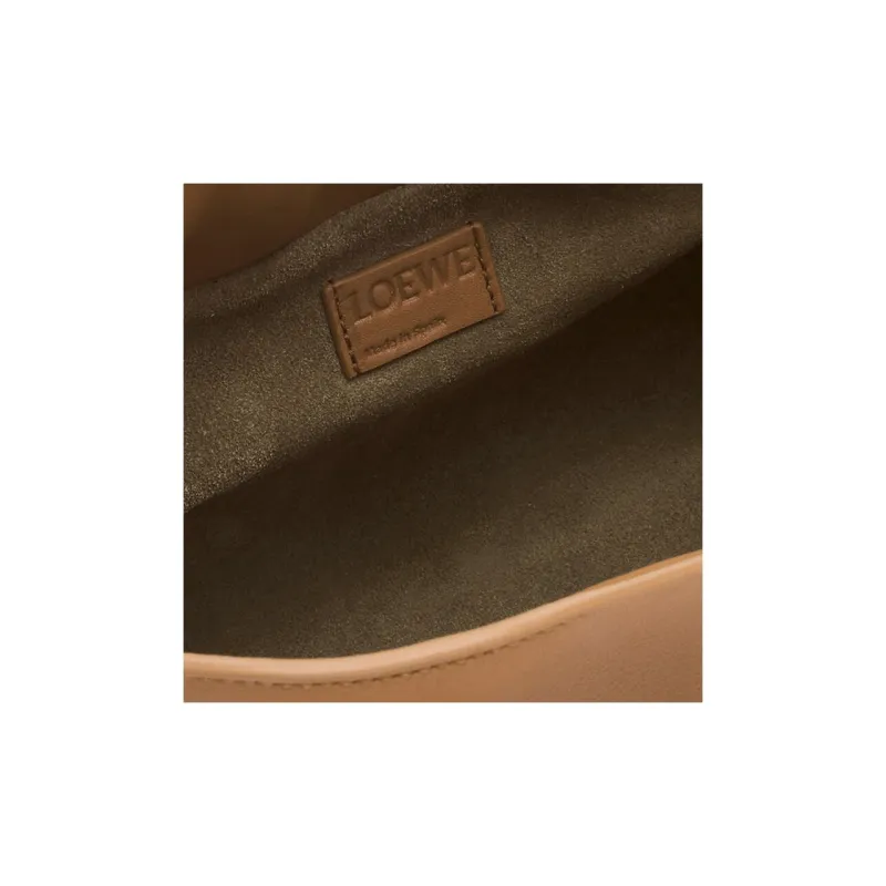 LOEWE Flamenco Napa Calf Leather One Shoulder Clutch Tubas Women's Brown-5
