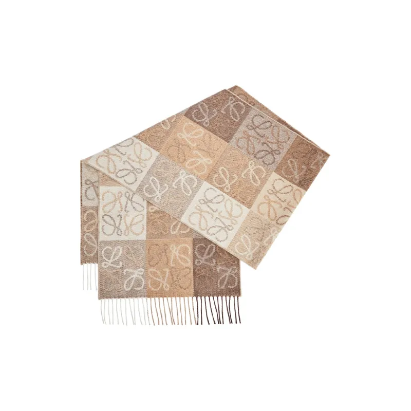 LOEWE Knit Scarves Unisex White/Beige-1