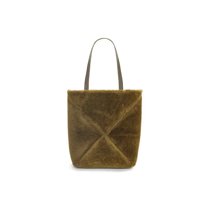 LOEWE Shearling Tote Bag, Shopping Bag, Handbag Regular Women's Dark Green-0
