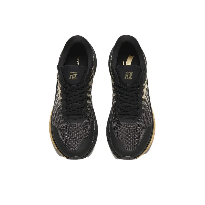 Anta Cushioning Wear-Resistant Low-Top Running Shoes Men's Black Gold-2