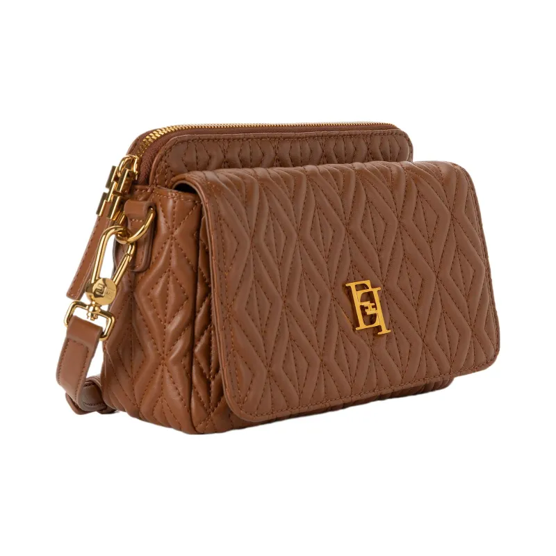 Elisabetta Franchi Artificial Leather Crossbody Bag Shoulder Bag Medium Size Women's Toffee Color-1