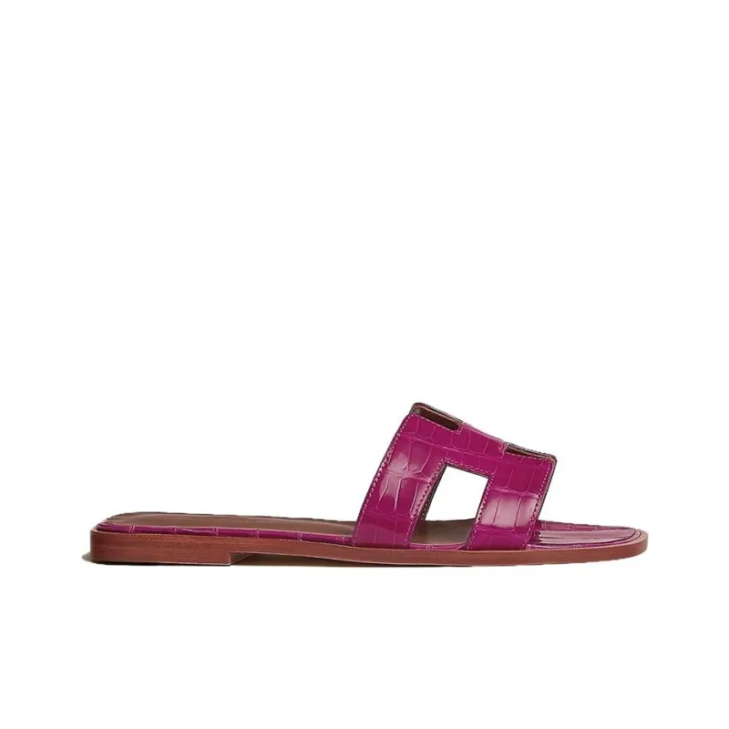 HERMES Rubber Sole Slide Slippers Women's Fuchsia-1