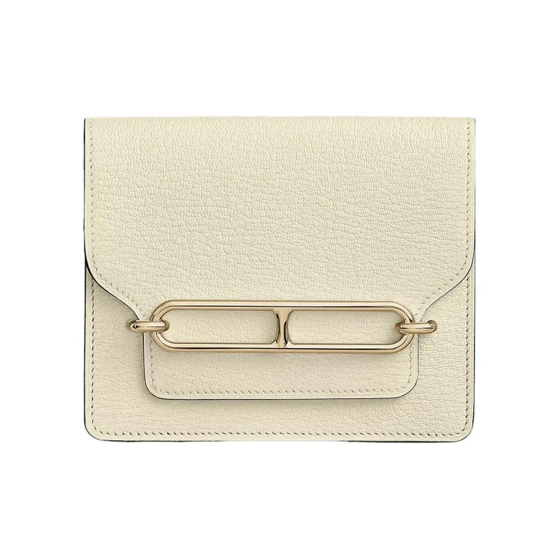HERMES Roulis Goatskin Clutch Shoulder Bag Crossbody Bag Fanny Pack Wallet Regular Women's I2 Nata Cream White-0
