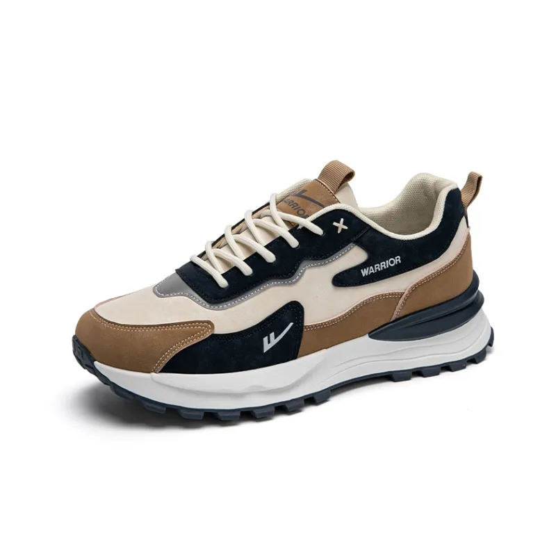 Warrior Shock Absorbers With Slip Resistant And Abrasion Resistant Properties Low Top Chunky Sneakers Men's Beige Brown-2