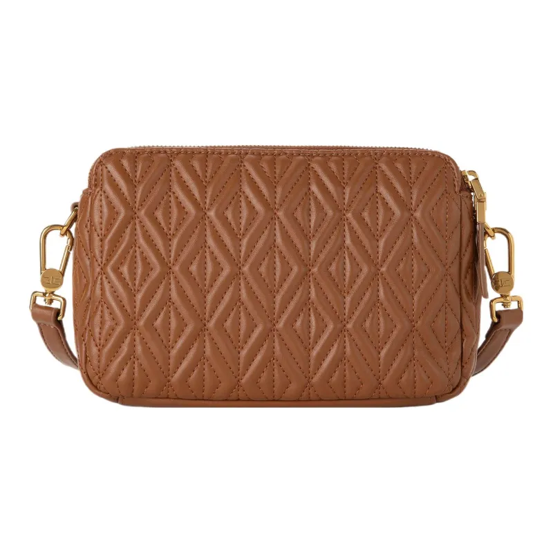 Elisabetta Franchi Artificial Leather Crossbody Bag Shoulder Bag Medium Size Women's Toffee Color-2