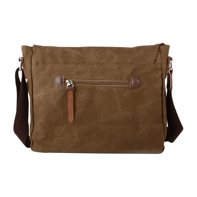 Slazenger Cow Leather Canvas Messenger Bag Canvas Bag Camera Bag Crossbody Bag Unisex Black/Coffee/Army Green-6
