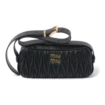 MIU MIU Matelassé Nappa Leather Crossbody Bag, Shoulder Bag Women's Black