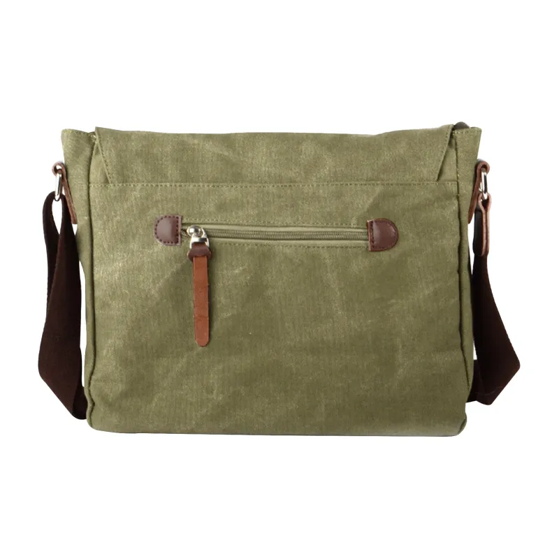Slazenger Cow Leather Canvas Messenger Bag Canvas Bag Camera Bag Crossbody Bag Unisex Black/Coffee/Army Green-10