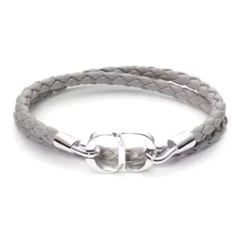 DIOR Woven Leather Bracelets Men's Gray