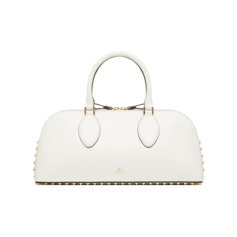 Valentino ROCKSTUD Calfskin One Shoulder Handbags Women's Ivory-0