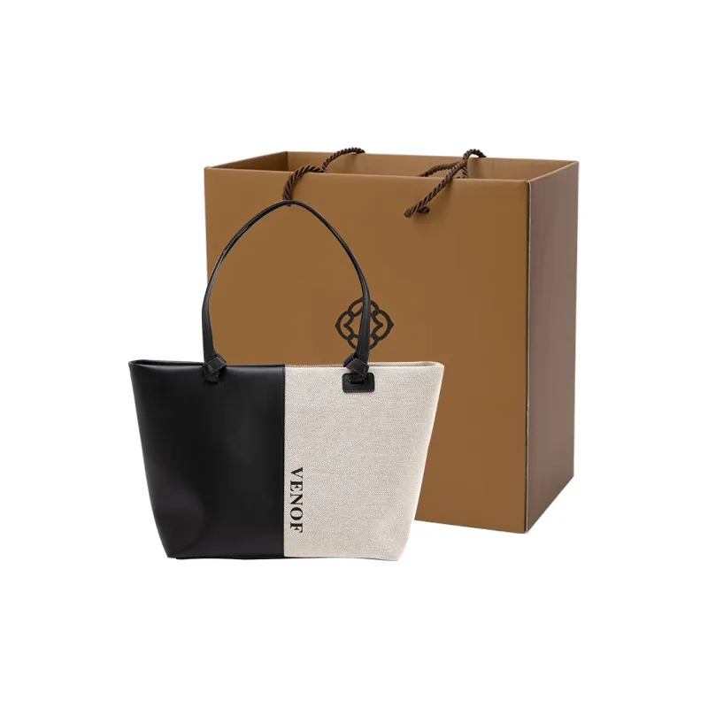 VENOF Cow Leather Tote Bag Shopping Bag Shoulder Bags Large Size Women's Moonlit Coffee * Cloudy Black-13