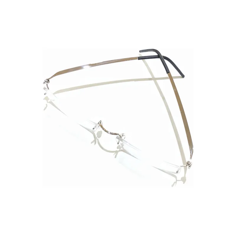 LINDBERG 18K White Gold Rectangular Eyeglass Frames Unisex Silver-1