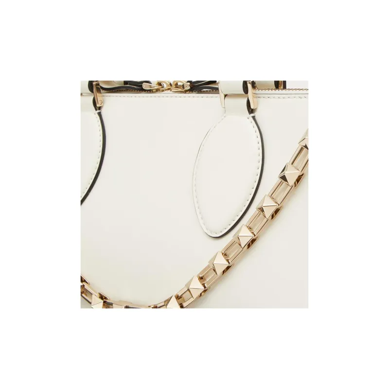 Valentino ROCKSTUD Calfskin One Shoulder Handbags Women's Ivory-5