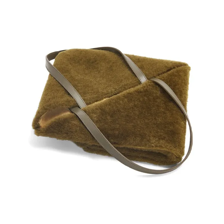 LOEWE Shearling Tote Bag, Shopping Bag, Handbag Regular Women's Dark Green-3