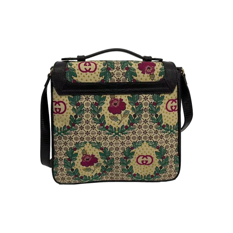 GUCCI Canvas With Leather Messenger Bag, Small Square Bag, Shoulder Bag Women's-5
