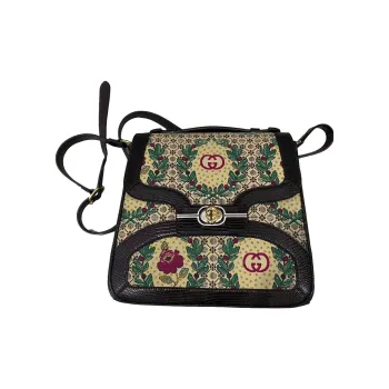 GUCCI Canvas With Leather Messenger Bag, Small Square Bag, Shoulder Bag Women's