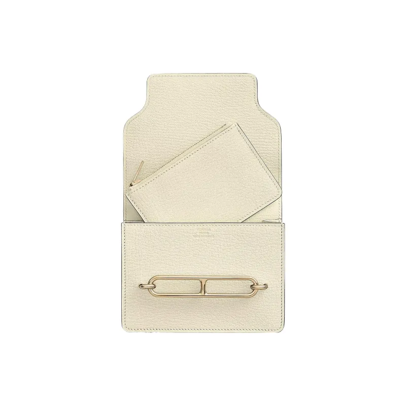 HERMES Roulis Goatskin Clutch Shoulder Bag Crossbody Bag Fanny Pack Wallet Regular Women's I2 Nata Cream White-4