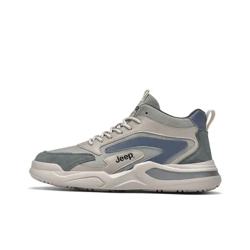 Jeep Cushioning Anti-Slip And Wear-Resistant Mid-Top Casual Shoes Men's Gray Blue