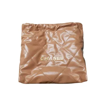 CHANEL 22Bag Cow Leather Tote Bag, Shopping Bag, Handbag, Shoulder Bag Trumpets Women's Milk Tea Brown Coffee