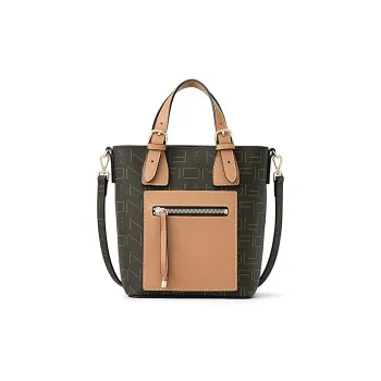 FION Fabric Commute Bag Tote Bag Shopping Bag Handbag Shoulder Bag Crossbody Bag Women's Coffee & Camel