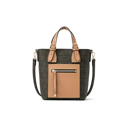 FION Fabric Commute Bag Tote Bag Shopping Bag Handbag Shoulder Bag Crossbody Bag Women's Coffee & Camel
