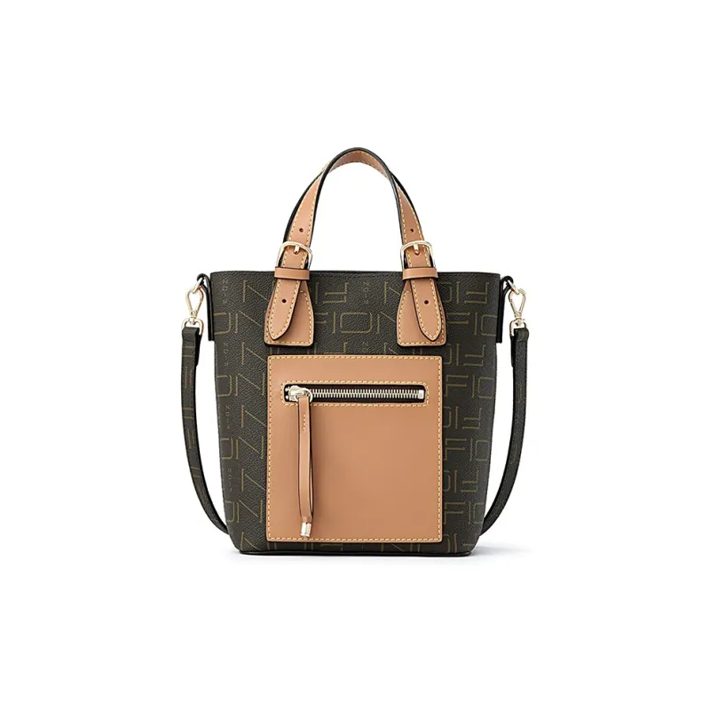 FION Fabric Commute Bag, Tote Bag, Shopping Bag, Handbag, Shoulder Bag, Crossbody Bag Women's Coffee & Camel-0