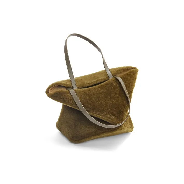 LOEWE Shearling Tote Bag, Shopping Bag, Handbag Regular Women's Dark Green-2
