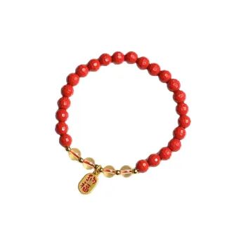 Artisan Lock Heart Jade Reconstructed Cinnabar Jade Bracelets Women's