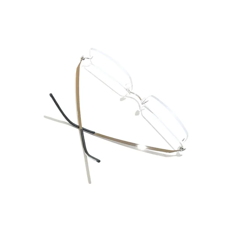 LINDBERG 18K White Gold Rectangular Eyeglass Frames Unisex Silver-2