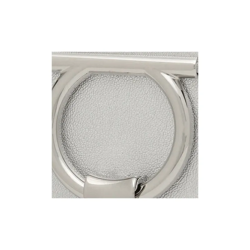 FERRAGAMO Leather Clutch Regular Women's Silver-6