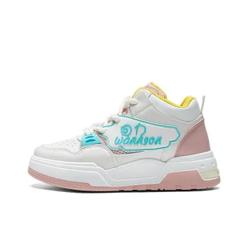 Warrior Small White Shoes Wear resistant And Lightweight High Top Skateboard Shoes Women's Beige Pink Blue