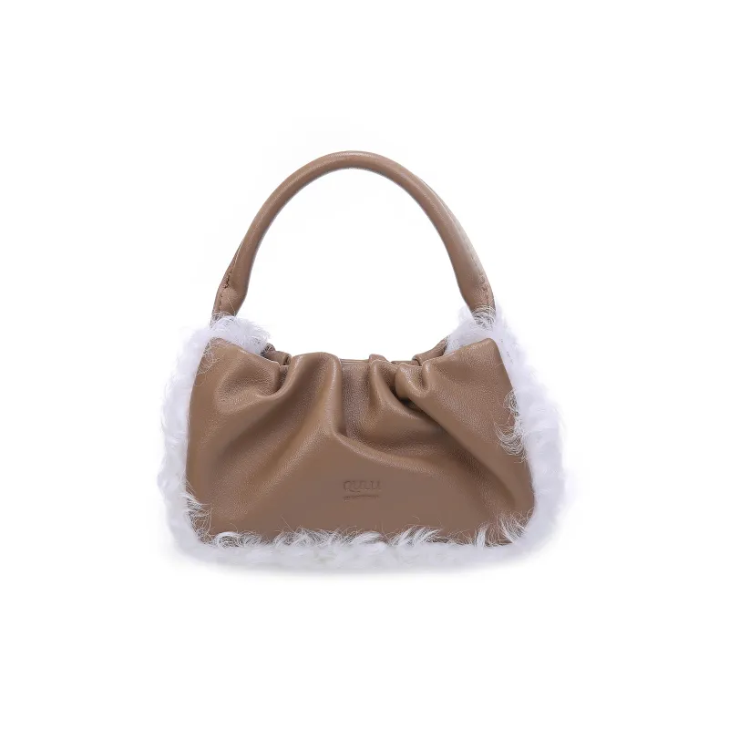 QULU Sheepskin Shoulder Bag Crossbody Bag Handbag Mini Women's White-41