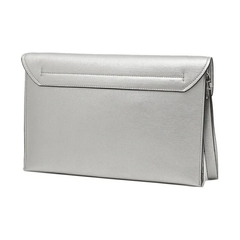 FERRAGAMO Leather Clutch Regular Women's Silver-3