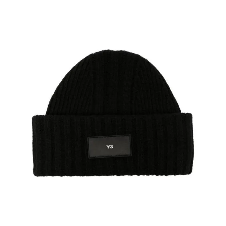 Y 3 Logo patch Knitted Beanie-0