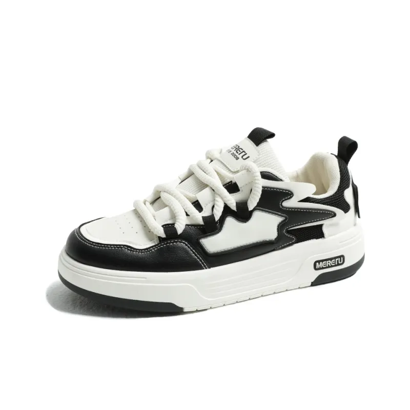 Meiretu Abrasion Resistant Lightweight Slip Resistant Low Top Skateboard Shoes Men's Black-1