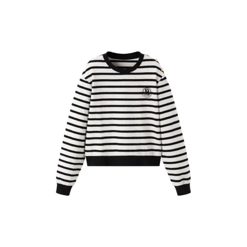 PEACEBIRD Sweatshirts Women's Black/White Stripes