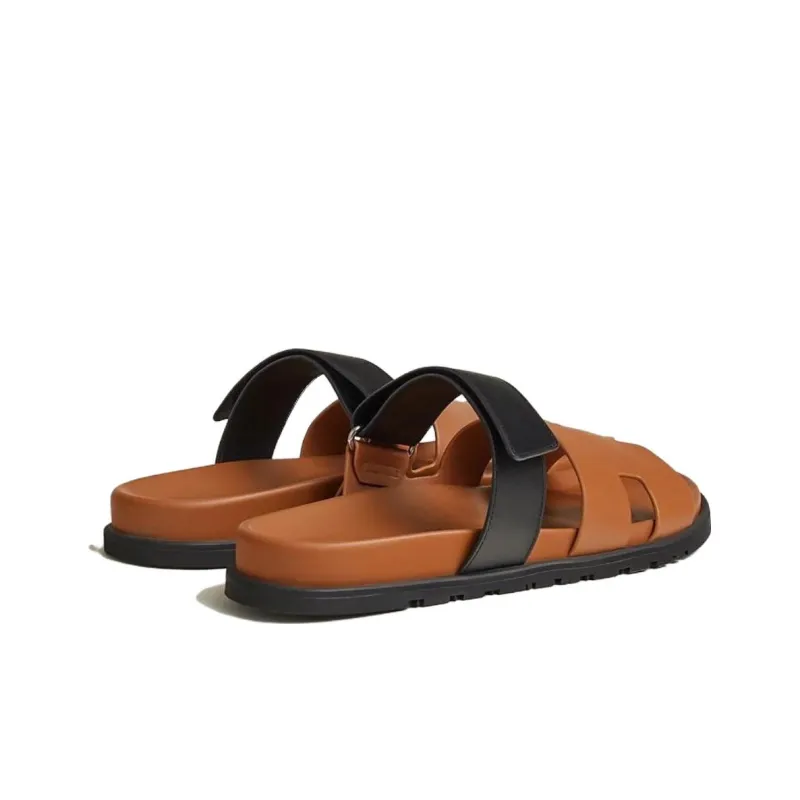 HERMES Slide Slippers Men's Brown-4