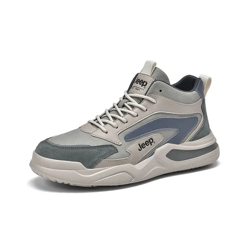 Jeep Shock Absorbers With Slip Resistant And Abrasion Resistant Properties Mid Top Casual Shoes Men's Gray Blue-2